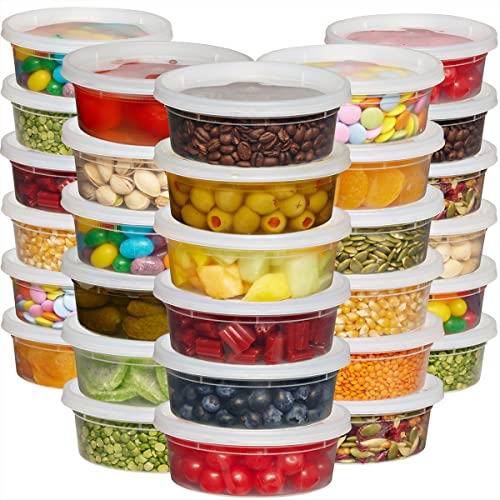 JoyServe Deli-Lebensmittelbehälter mit Deckel – 8 oz 60 Sets – ideal für Lebensmittel, Snacks, zum Mitnehmen, Essenszubereitung – Bulk 1 Tasse kleine haltbare durchsichtige Behälter, stapelbar von JoyServe