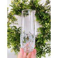 Wildblumen Stielfrei Champagner Flöte | Geblümte Braut Stiellose Sektglas von JoyStreetDesigns