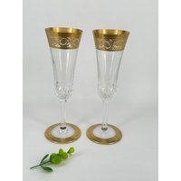 Saint Louis Distle Gold Kristall Weingläser - Luxus 2Er Set von JoyaleriaFrancescaa