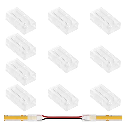 10 Stück 2 Pin 8mm LED-Streifen-Verbindungs, LED Verbinder LED Adapter Anschluss Transparent Connector, LED lötfrei Streifenverbinder für Spaltfreies Löten und FCOB LED-Lichtleiste Eckverbindungen von Joyan