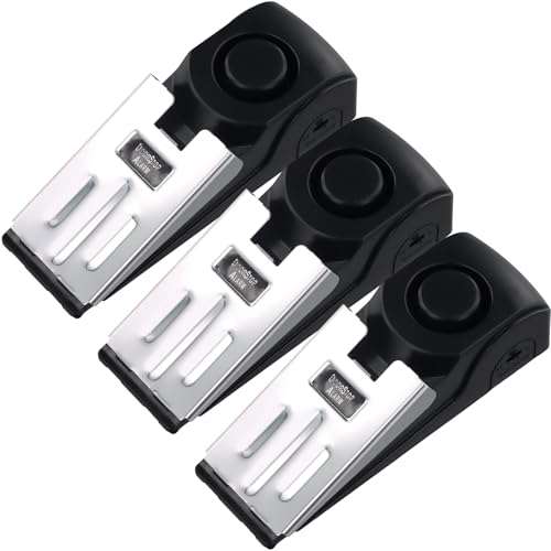 3 Stück Türstopper Alarm, Türstopper Alarm Tragbarer, 120Db Sirene Einstellbare, Keilförmiger Türsicherheitsstopper, für Hotel Home Travel Security (Batterie Nicht Enthalten) von Joyan