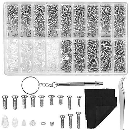 Brillen Reparatur Set 1000 Stück Mini Brillen Schrauben Brillen Reparatur Werkzeugsatz mit Schraubendreher und Pinzette Schrauben Reparatur Set für Brillen Sonnenbrillen und Uhren Ersatzkit von Joyan