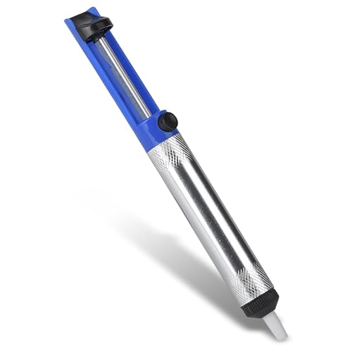 Entlötpumpe 18,3 cm Lötsauger mit Aluminiumgehäuse, De-soldering Heat Resistant Entlötpumpe Werkzeug, Manuelles Vakuum Löten Entfernen Handwerkzeug (Blau) von Joyan