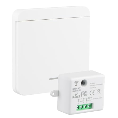 Funk Schalter mit Fernbedienung Funk Lichtschalter Set Funkschalter Licht Lichtschalter Funk Funkschalter Außenbereich Interieur Funktaster Schalter Switch Light Weiß von Joyan