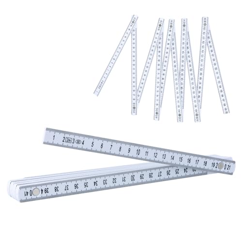 Gliedermaßstab Kunststoff, 2 Meter Zollstock, Meterstab mit 10 Glieder, Starke Haltbarkeit, Meterstab Geschenk für Alle Heimwerker, Haus, Hobby & Werkstatt (Weiß) von Joyan