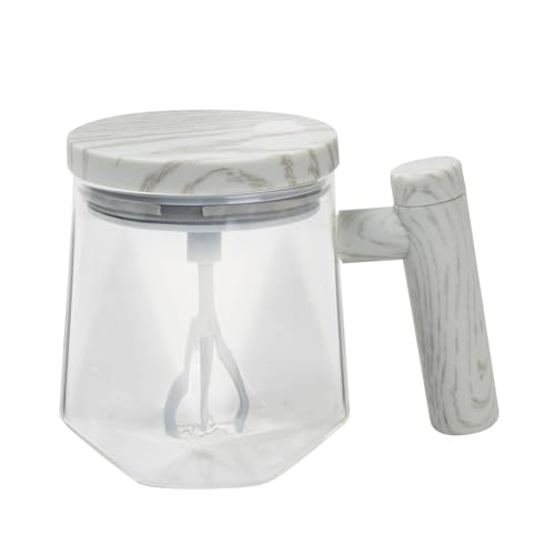 Selbstrührende Tasse Selbstrührender Becher, Glas Selbstrührender Becher Automatische Rührtasse Elektrischer Rührbecher für Kaffee Milchpulver Milchshake Haferflocken Sesampaste 400ML von Joyan