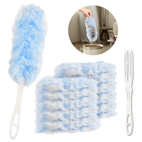 Joyblossom 20 Stück Staubmagnet für Swiffer Staubmagnet Nachfüllpack,Einweg Duster für Swiffer mit 1 Handgriff, Staubwedel zum Reinigen von Staub Schmutz Tierhaare Autos,Parfümfrei von Joyblossom