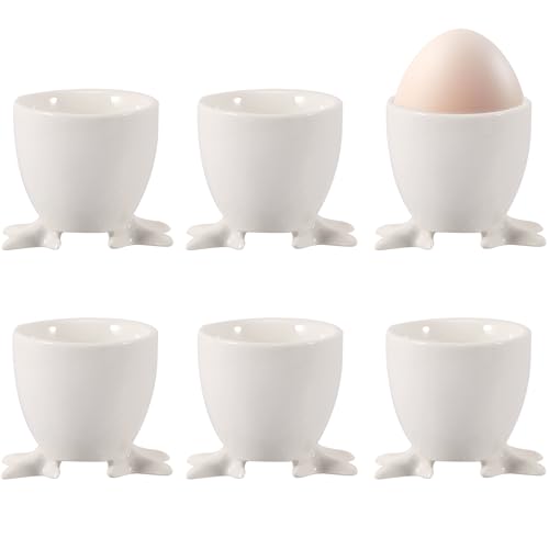 Joycabin 6 Stück Eierbecher Porzellan,Eierstnder für Jeden Frühstückstisch,Ostergeschenke Eierstnder,Eierständer Eierschale,Eierstnder Geschirr für Hart und Weichgekochten Eiern Ostern Geschenke Weiß von Joycabin