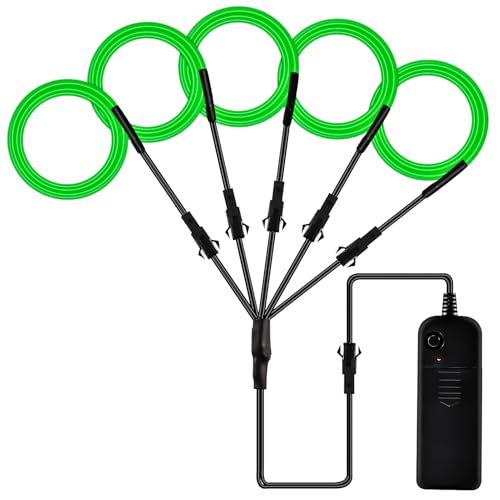 Joycabin EL Draht 5 x 1M Neon Beleuchtung Draht Lichtschlauch, Portable Neon leuchtende Wearable LED Lights für Partys, Karneval, Halloween, DIY Kostüm Dekoration (Grün) von Joycabin