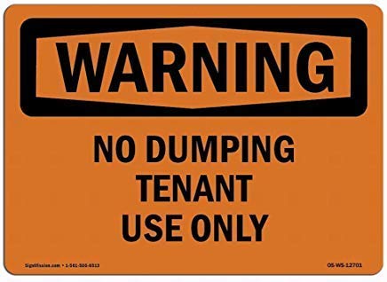 Joycenie Blechschild, Aluminiumschild, Aufschrift "No Dumping Tenant Use Only for Property", Wanddekoration, 30,5 x 20,3 cm Joycenie Blechschild, Aluminiumschild, Aufschrift "No Dumping Tenant Use Only for Property", Wanddekoration, 30,5 x 20,3 cm von Joycenie