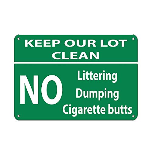 Joycenie Blechschild aus Aluminium, Aufschrift "Keep Our Lot Clean Littering Dumping Cigarette Butts", Wanddekoration, 30,5 x 20,3 cm Joycenie Blechschild aus Aluminium, Aufschrift "Keep Our Lot Clean Littering Dumping Cigarette Butts", Wanddekoration, 30,5 x 20,3 cm von Joycenie
