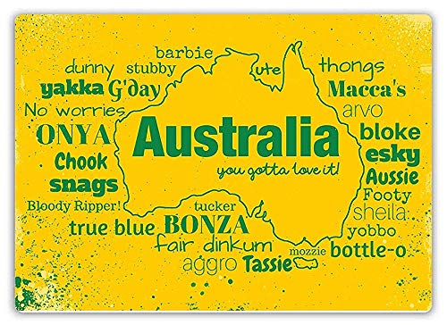 Joycenie Blechschild aus Aluminium, Motiv: Australischer Slang, Wanddekoration, 30,5 x 20,3 cm Joycenie Blechschild aus Aluminium, Motiv: Australischer Slang, Wanddekoration, 30,5 x 20,3 cm von Joycenie