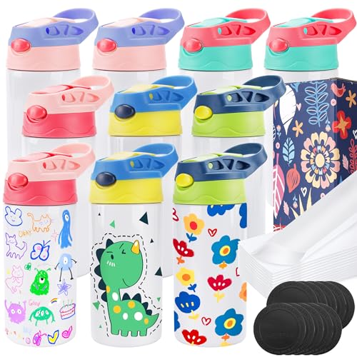 Joyclub 10 Stück Kinder Sublimationsbecher Wasserflasche Rohlinge Isolierter Becher Edelstahl Kinder Sublimationsbecher für DIY Handwerk Heißpressdruck von Joyclub