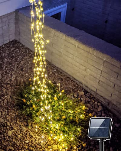 Joycome Solar Lichterkette Aussen 1M 100 LED Lichterschweif, Wasserfall Lichterkette 8 Modi Solar Lichterbündel, Wasserdichte Lichterstrang für Gießkanne Pflanzen Terrasse Balkon Garten Deko von Joycome