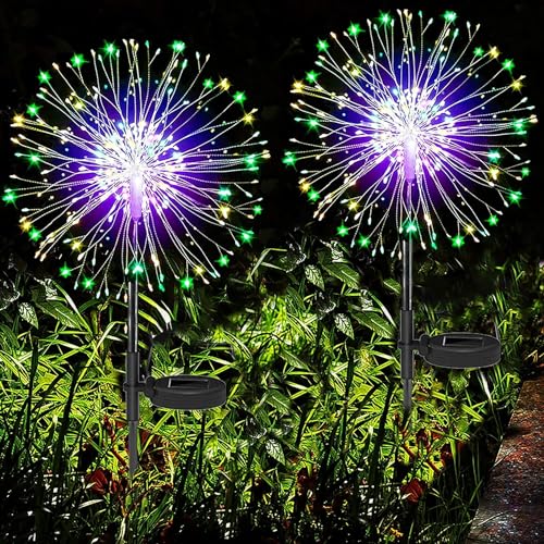 Joycome Gartendeko Solarleuchten für Außen, 2 Stück 120 LED Solarlichter Pusteblume, 8 Modi Solarstecker Gartenbeleuchtung Wetterfest Solarlampen Feuerwerk für Balkon Blumenkästen Deko - Mehrfarbig von Joycome