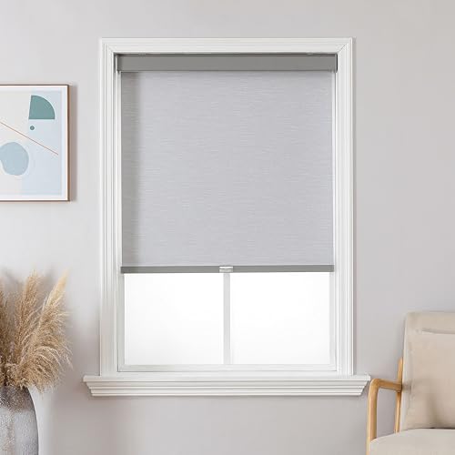 Joydeco 100 % Verdunkelungsrollos, schnurlose Jalousien für Fenster, Sonnenschutze, UV-Schutz, natürlich gewebte Rollos für Zuhause und Büro, lichtdichte Aluminiumabdeckung (Grau, 43,2 cm B x 121,9 cm Joydeco 100 % Verdunkelungsrollos, schnurlose Jalousien für Fenster, Sonnenschutze, UV-Schutz, natürlich gewebte Rollos für Zuhause und Büro, lichtdichte Aluminiumabdeckung (Grau, 43,2 cm B x 121,9 cm von Joydeco