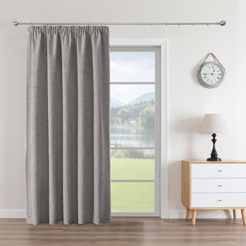 Joydeco 100% Verdunkelungsvorhänge Leinen Gardinen mit Kräuselband Thermovorhang Kälteschutz Blickdicht Schallschutz Ideal für Wohnzimmer, passt zu Schienensystemen Hellgrau Joydeco 100% Verdunkelungsvorhänge Leinen Gardinen mit Kräuselband Thermovorhang Kälteschutz Blickdicht Schallschutz Ideal für Wohnzimmer, passt zu Schienensystemen Hellgrau von Joydeco