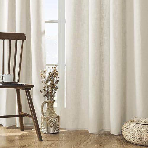 Joydeco 120 Zoll Vorhänge Lange Vorhänge 120 Länge, Extra Lange Vorhänge für Wohnzimmer Leinenvorhänge 120 Zoll Lang, Vorhänge für Wohnzimmer, Lange Vorhänge 108 Zoll 2er Set Bauernhaus Vorhänge von Joydeco