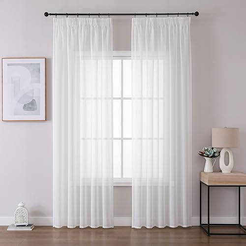 Joydeco 2er Set H220 x B140 cm Weiß Gardinen mit Kräuselband Sheer Voile Lang Vorhänge Durchlässig Polyester Curtains Modern Schlafzimmer Living Room Joydeco 2er Set H220 x B140 cm Weiß Gardinen mit Kräuselband Sheer Voile Lang Vorhänge Durchlässig Polyester Curtains Modern Schlafzimmer Living Room von Joydeco