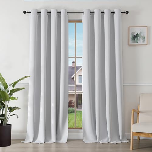 Joydeco Blickdichte Vorhänge mit Ösen Gardinen 2er Set, Verdunkelungsvorhang Thermovorhang Hitzeschutz, Ösenvorhang für Schlafzimmer Wohnzimmer(Grauweiß,2xH260xB140) von Joydeco