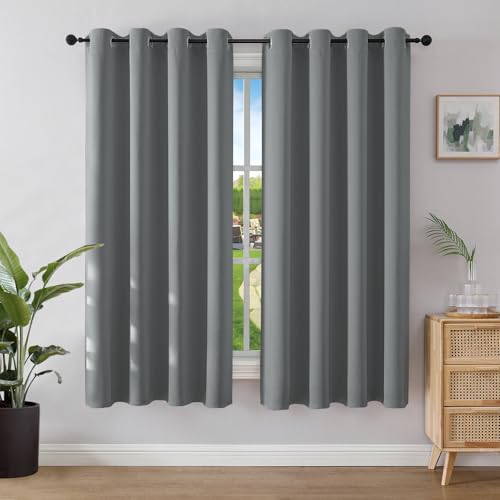 Joydeco Blickdichte Vorhänge mit Ösen Gardinen 2er Set, Verdunkelungsvorhang Thermovorhang Hitzeschutz, Ösenvorhang für Schlafzimmer Wohnzimmer (2xH183xB117,Hellgrau) von Joydeco