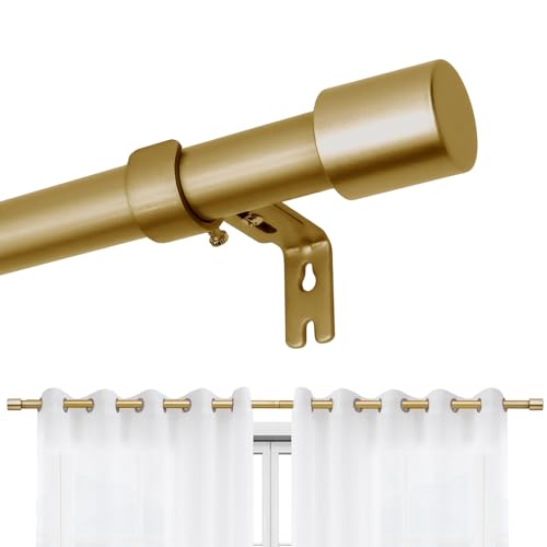Joydeco Einstellbare Golden Gardinenstange Set 81cm-198cm Dekorative Vorhangstange mit Aluminium Endkappe für Duschraum Schlafzimmer Wohnzimmer (Golden,81cm-198cm) von Joydeco