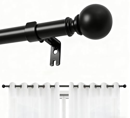 Joydeco Einstellbare Schwarz Gardinenstange Set 76cm-365cm Dekorative Vorhangstange mit Aluminium Endkappe für Duschraum Schlafzimmer Wohnzimmer DEY7A von Joydeco