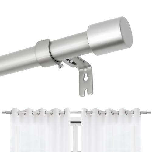 Joydeco Einstellbare Silber Gardinenstange Set 76cm-236cm Dekorative Vorhangstange mit Aluminium Endkappe für Duschraum Schlafzimmer Wohnzimmer DEY2A von Joydeco