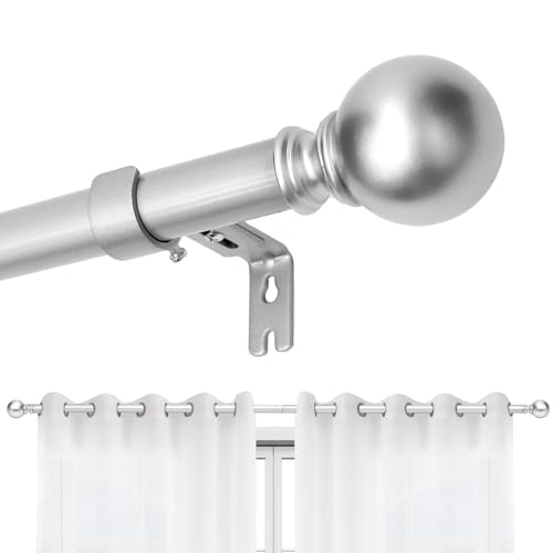 Joydeco Einstellbare Silber Gardinenstange Set 76cm-304cm Dekorative Vorhangstange mit Aluminium Endkappe für Duschraum Schlafzimmer Wohnzimmer DEY7A Joydeco Einstellbare Silber Gardinenstange Set 76cm-304cm Dekorative Vorhangstange mit Aluminium Endkappe für Duschraum Schlafzimmer Wohnzimmer DEY7A von Joydeco