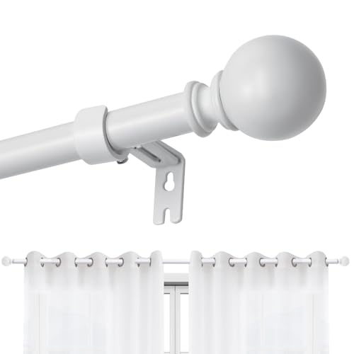Joydeco Einstellbare Weiß Gardinenstange Set 76cm-114cm Dekorative Vorhangstange mit Aluminium Endkappe für Duschraum Schlafzimmer Wohnzimmer DEY7A von Joydeco