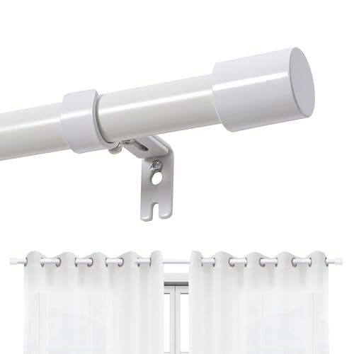 Joydeco Einstellbare Weiß Gardinenstange Set 81cm-157cm Dekorative Vorhangstange mit Aluminium Endkappe für Duschraum Schlafzimmer Wohnzimmer DEY2A von Joydeco
