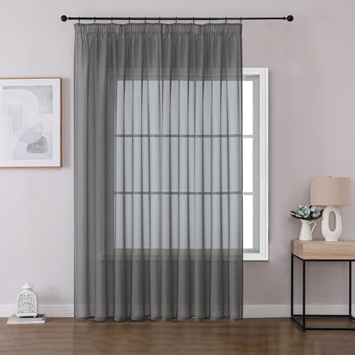 Joydeco Grau Maßgeschneidertes Stück Vorhänge für Schienensystem Schiene Gardinen Transparent Vorhang Durchlässig Curtains Modern Living Room von Joydeco