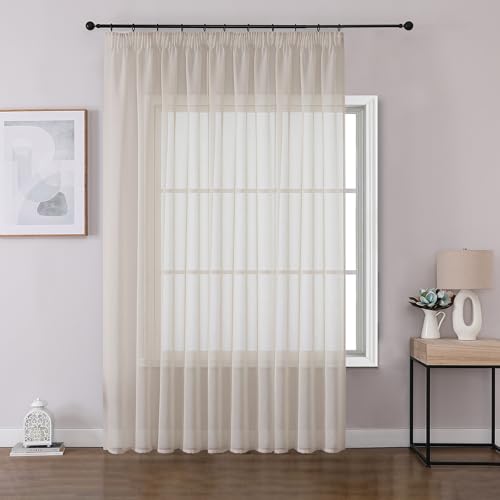 Joydeco Leinenfarbene Maßgeschneidertes Stück Vorhänge für Schienensystem Schiene Gardinen Transparent Vorhang Durchlässig Curtains Modern Living Room von Joydeco