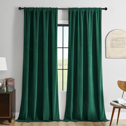 Joydeco Samtvorhänge Blickdicht Dunkelgrün 240x140 HxB 2er Set Verdunklungsvorhänge Thermo Vorhang Kälteschutz Schlafzimmer Gardinen Wohnzimmer Joydeco Samtvorhänge Blickdicht Dunkelgrün 240x140 HxB 2er Set Verdunklungsvorhänge Thermo Vorhang Kälteschutz Schlafzimmer Gardinen Wohnzimmer von Joydeco