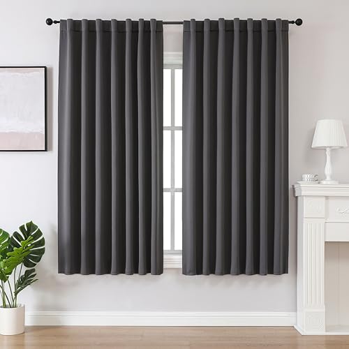 Joydeco Vorhänge mit Verdeckten Schlaufen 2er Set,H 158 x B 106 Dunkelgrau Verdunkelung Blickdicht Kurze Vorhang Stangendurchzug Gardinen Blackout Curtains Schlafzimmer Wohnzimmer Küche Joydeco Vorhänge mit Verdeckten Schlaufen 2er Set,H 158 x B 106 Dunkelgrau Verdunkelung Blickdicht Kurze Vorhang Stangendurchzug Gardinen Blackout Curtains Schlafzimmer Wohnzimmer Küche von Joydeco
