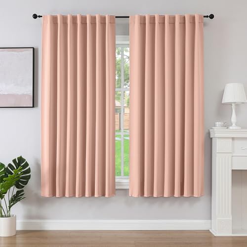 Joydeco Vorhänge mit Verdeckten Schlaufen 2er Set,H 200 x B 140 Traumhaftes Rosa Verdunkelung Blickdicht Vorhang Stangendurchzug Gardinen Blackout Curtains Schlafzimmer Wohnzimmer von Joydeco