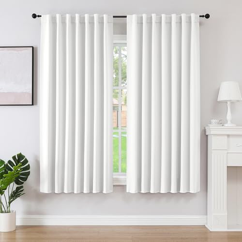 Joydeco Vorhänge mit Verdeckten Schlaufen 2er Set,H 225 x B 140 Bleiche Lange Vorhang Thermo Verdunkelung Stangendurchzug Gardinen Blackout Blickdicht Curtains Schlafzimmer Wohnzimmer Modern von Joydeco