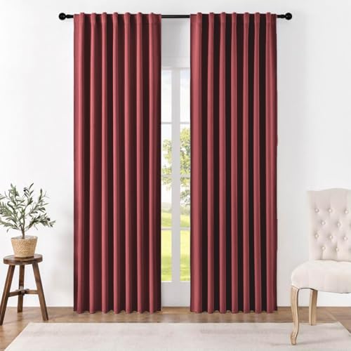 Joydeco Vorhänge mit Verdeckten Schlaufen 2er Set,H 260 x B 140 Dunkelrot Verdunkelung Blickdicht Lang Vorhang lärmschutz Stangendurchzug Gardinen Blackout Curtains Schlafzimmer Wohnzimmer Joydeco Vorhänge mit Verdeckten Schlaufen 2er Set,H 260 x B 140 Dunkelrot Verdunkelung Blickdicht Lang Vorhang lärmschutz Stangendurchzug Gardinen Blackout Curtains Schlafzimmer Wohnzimmer von Joydeco