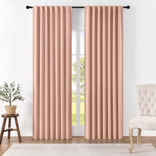 Joydeco Vorhänge mit Verdeckten Schlaufen 2er Set,H 260 x B 140 Traumhaftes Rosa Verdunkelung Blickdicht Lang Vorhang lärmschutz Stangendurchzug Gardinen Blackout Curtains Schlafzimmer Wohnzimmer Joydeco Vorhänge mit Verdeckten Schlaufen 2er Set,H 260 x B 140 Traumhaftes Rosa Verdunkelung Blickdicht Lang Vorhang lärmschutz Stangendurchzug Gardinen Blackout Curtains Schlafzimmer Wohnzimmer von Joydeco