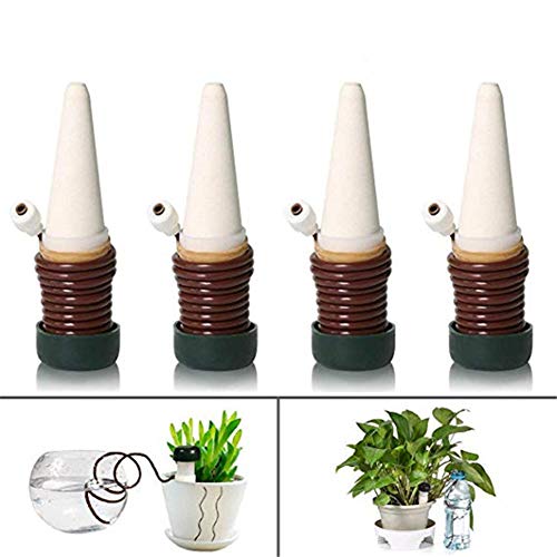 Joyeee 4 Stücke Automatisch Bewässerung Pflanzen, Keramische Bewässerungs-Blumentopf Ferien-Anlage Waterer, Wasserspender für Zimmerpflanze Spikes Pflanzenbewässerung für Innen Außengebrauch von Joyeee