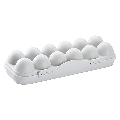 Joyeee Eierhalter Kühlschrank 12 Raster Eier Aufbewahrungsbehälter Case Küche Eier Träger Schutzbox Draussen Praktische Plastik Eierkorb für Camping Picknick Wandern Reisen, Grau von Joyeee
