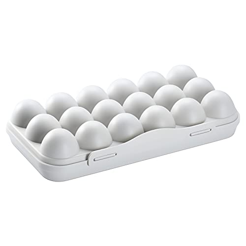 Joyeee Eierhalter Kühlschrank 18 Raster Eier Aufbewahrungsbehälter Case Küche Eier Träger Schutzbox Draussen Praktische Plastik Eierkorb für Camping Picknick Wandern Reisen, Grau von Joyeee
