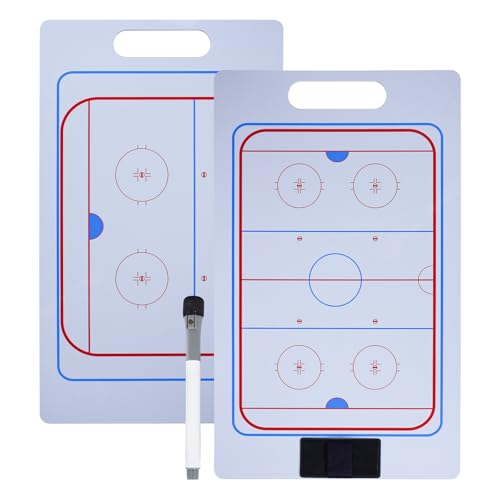 Joyeee Eishockey-Coaching-Board, Pro Full & Half Court Dry Doppelseitiges abwischbares taktisches Whiteboard mit Marker und Stiftclip für Trainer, Spieler, Hockeyausrüstung, Zubehör, perfektes von Joyeee
