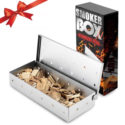 Joyeee Räucherbox, Edelstahl Räucherbox für BBQ, Räucherbox für Gasgrill, Kohlegrill, Holzkohlegrills & Kugelgrill, für aromatischer Rauchgeschmack im Fleisch von Joyeee