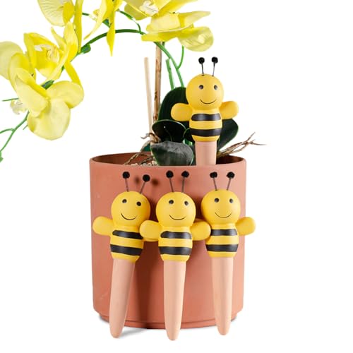 Joyeee Tonkegel Bewässerung 4er Set, Terrakotta-Selbstbewässerungsgeräte, Urlaubspflanzgefäße, ideal für Pflanzen im Innen- und Außenbereich, Bienenform von Joyeee