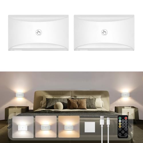 Joyes LED wandleuchte Innen mit Touch-Steuerung – 2er Set, 5000mAh Aufladung Akku, 4 Helligkeitsstufen 3 Farbmodi, Timer – Wandlampe Perfekt für Treppen, Kleiderschränke, Nachtlicht für Kinder von Joyes