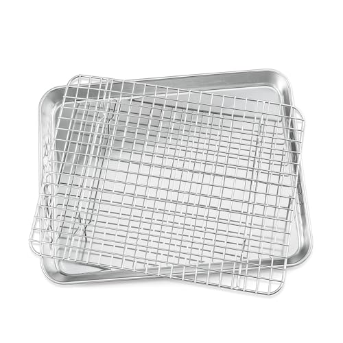 Joyfair Backblech mit Abkühlgitter, Edelstahl Groß Ofenblech und Kuchengitter Abkühlgitter Set, 31,6x 24,5 x 2,5cm, Rechteckig Kuchenblech mit Auskühlgitter zum Backen & Kochen, Spülmaschinenfest Joyfair Backblech mit Abkühlgitter, Edelstahl Groß Ofenblech und Kuchengitter Abkühlgitter Set, 31,6x 24,5 x 2,5cm, Rechteckig Kuchenblech mit Auskühlgitter zum Backen & Kochen, Spülmaschinenfest von Joyfair
