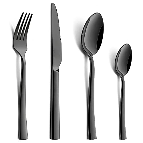 Joyfair Besteck-Set, 16-teilig, Edelstahl, Besteck-Set für 4 Personen, Essutensilien inklusive Messer/Gabel/Löffel zum Essen, modernes Design & hochglanzpoliert, spülmaschinenfest von Joyfair