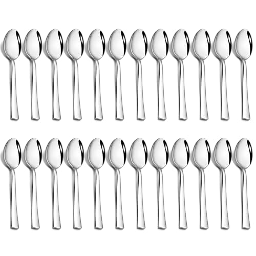 Joyfair Teelöffel 24 Stück, 13,5cm Edelstahl Kaffeelöffel Espressolöffel Set, Dessertlöffel Klein Löffel für Zuhause, Restaurant, Café, Spiegelpoliert & Spülmaschinenfest - Quadratischer Griff von Joyfair