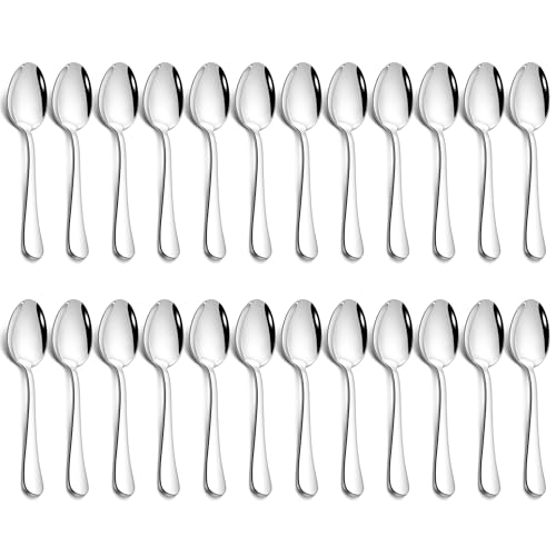 Joyfair Teelöffel 24 Stück, 13,5cm Edelstahl Kaffeelöffel Espressolöffel Set, Dessertlöffel Klein Löffel für Zuhause, Restaurant, Café, Spiegelpoliert & Spülmaschinenfest - Runder Griff von Joyfair